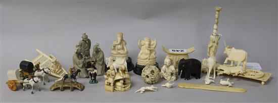 A group of Japanese and Indian ivories and other items